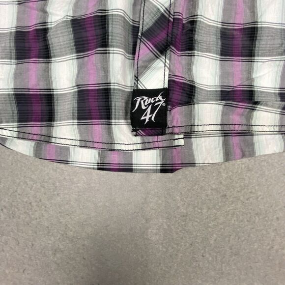 Rock 47 by Wrangler Shirt Men's XXL LS Plaid Pattern W Embroidering & Snaps - Picture 3 of 10